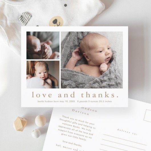 Baby Liefde en Bedankt Foto geboorteaankondiging Briefkaart
