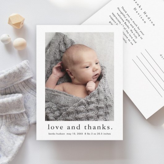 Baby Liefde en Bedankt Foto geboorteaankondiging Briefkaart