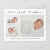 Baby Liefde en Bedankt Foto geboorteaankondiging Briefkaart (Voorkant)