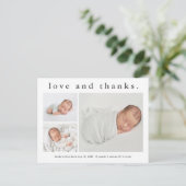 Baby Liefde en Bedankt Foto geboorteaankondiging Briefkaart (Staand voorkant)