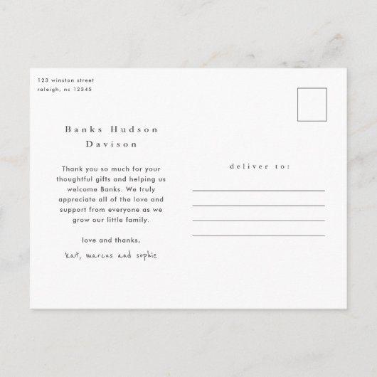 Baby Liefde en Bedankt Foto geboorteaankondiging Briefkaart (Achterkant)