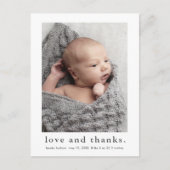 Baby Liefde en Bedankt Foto geboorteaankondiging Briefkaart (Voorkant)