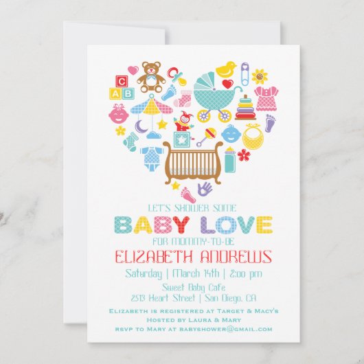 Baby Liefde Hart Shower Uitnodiging (Voorkant)