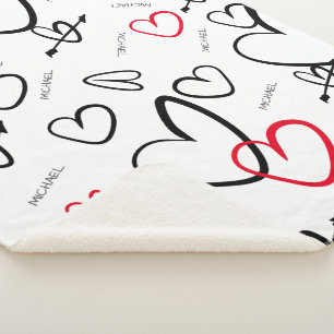 Baby Liefde Persoonlijke naam Harten Patroon Baby Sherpa Deken