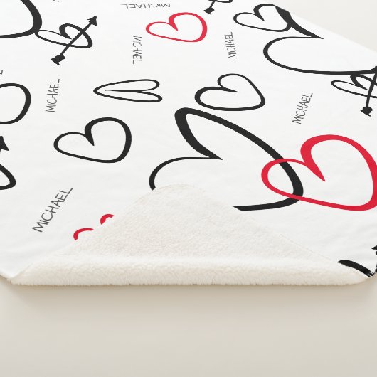 Baby Liefde Persoonlijke naam Harten Patroon Baby Sherpa Deken (3/4)