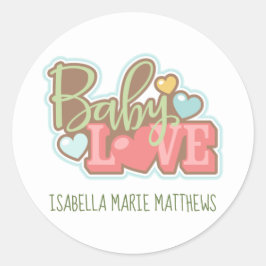 Baby Liefde Stickers, 7,5 cm (vel van 6) Ronde Sticker