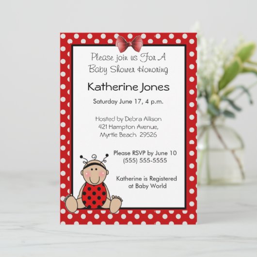 Baby lieveheersbeestje kaart (Staand voorkant)