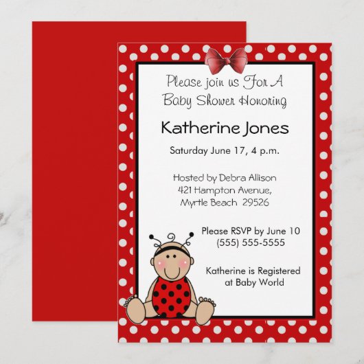 Baby lieveheersbeestje kaart (Voorkant / Achterkant)