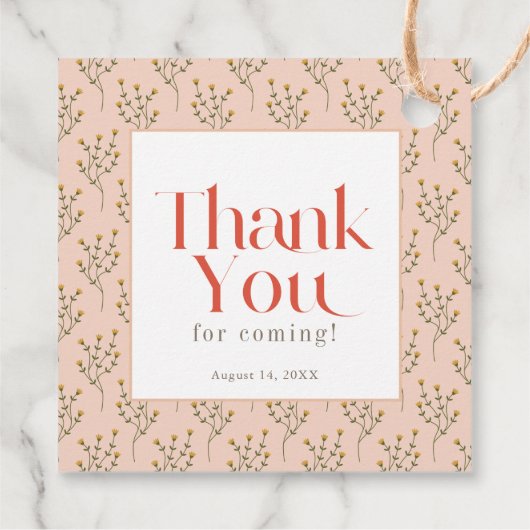 Baby ligt in het Bloom Boho Wildflower Baby shower Bedankjes Labels (Achterkant)