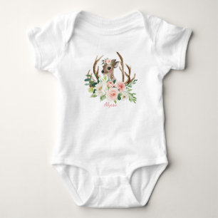 baby lijfkostuum schattige hert roze floralen romper