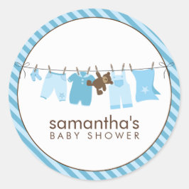 Baby, lijn {blauw} ronde sticker