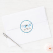 Baby, lijn {blauw} ronde sticker (Envelop)