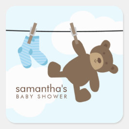 Baby, lijn {blauw} vierkante sticker