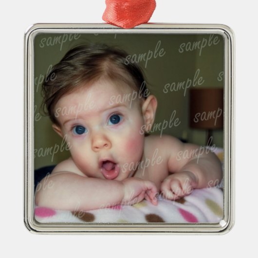 Baby Lijst met lint Metalen Ornament (Voorkant)