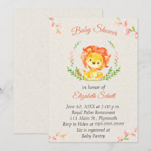 Baby Lion Baby shower Invitation Kaart