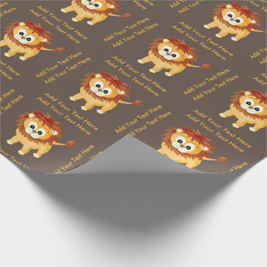 Baby Lion Cub Cute Children's Birthday Custom Cadeaupapier (Hoek)