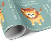 Baby Lion Cub Cute Children's Birthday Custom Cadeaupapier (Rol Hoek)