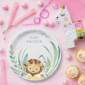 Baby Lion Cub Dusty Blue Baby shower Papieren Bordje (Feest)