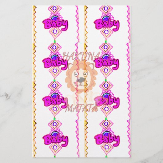 Baby Lion Cub Hakuna Matata grafische kunsttekst o Briefpapier (Voorkant)