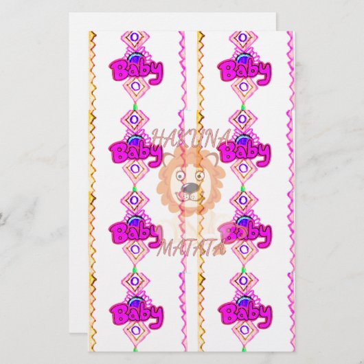 Baby Lion Cub Hakuna Matata grafische kunsttekst o Briefpapier (Voorkant / Achterkant)