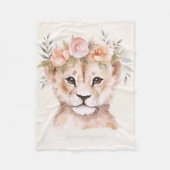 Baby Lion Cub met bloemenkroon Fleece Deken (Voorkant)