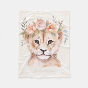 Baby Lion Cub met bloemenkroon Fleece Deken