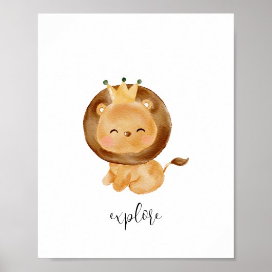 Baby Lion Explore kinderkamer Poster (Voorkant)
