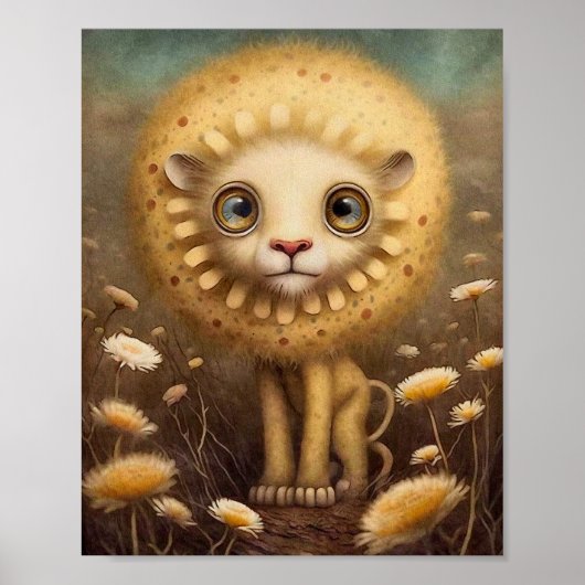 Baby Lion Furry African | Lion Wall Print (Voorkant)