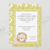 Baby Lion Gender Reveal-feestuitnodigingen Kaart (Voorkant / Achterkant)