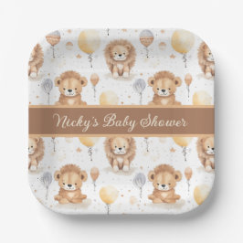 Baby Lion gepersonaliseerd Baby shower Papieren Bordje