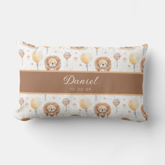 Baby Lion Gepersonaliseerde Psalm Schrift Kwekerij Kussen (Voorkant)