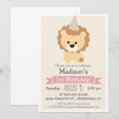 Baby Lion Girl's verjaardagsfeestje Kaart (Voorkant / Achterkant)