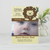 BABY LION King of the Oerwoud Birth Notice Aankondiging (Staand voorkant)