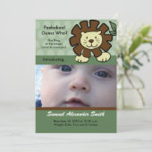 BABY LION King of the Oerwoud Birth Notice Aankondiging (Staand voorkant)