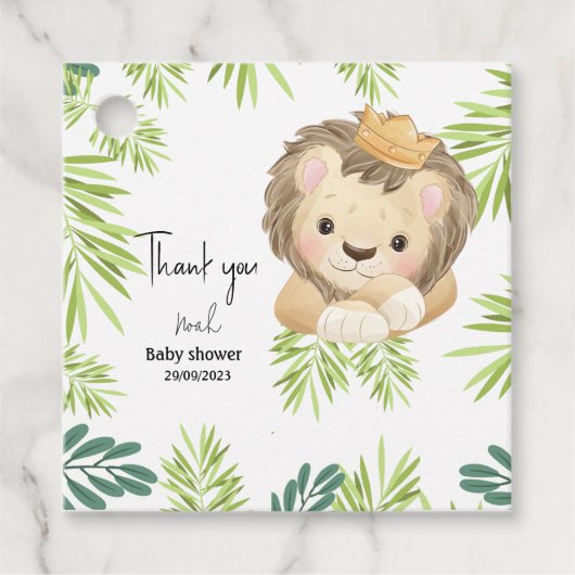 baby Lion King Safari Dieren Bedankjes Labels (Voorkant)