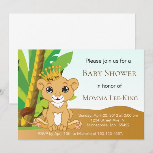 Baby Lion King Uitnodiging (Voorkant / Achterkant)