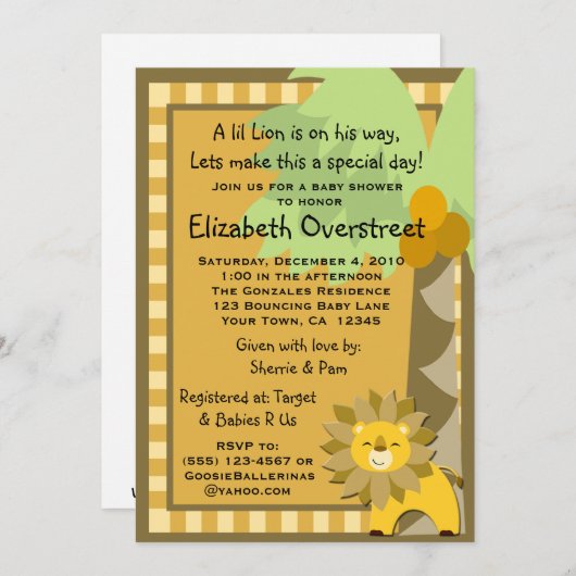 Baby Lion Oerwoud King Shower Zoo Safari Custom Kaart (Voorkant / Achterkant)