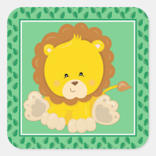 Baby Lion   Safari Animals Party Vierkante Sticker