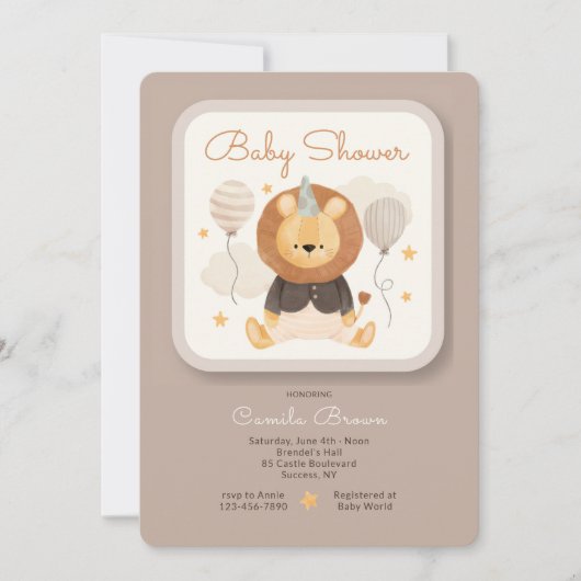 Baby Lion Shower Invitation Kaart (Voorkant)