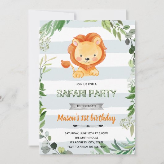 Baby Lion Shower verjaardagsuitnodiging Kaart (Voorkant)