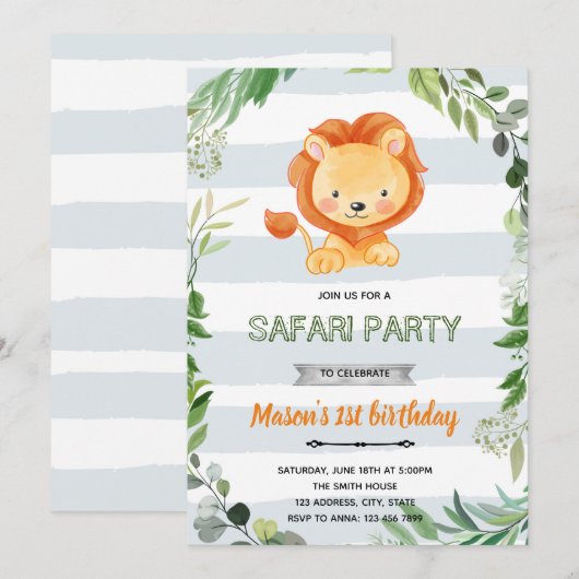 Baby Lion Shower verjaardagsuitnodiging Kaart (Voorkant / Achterkant)