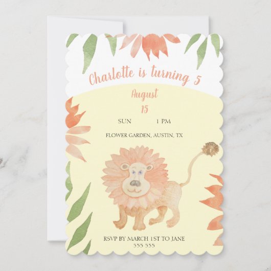 Baby Lion Waterverf met handbeschilderd Feestdagenkaart (Voorkant)