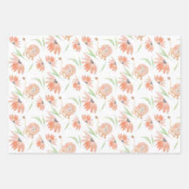 Baby Lion Waterverf met handbeschilderd Inpakpapier Vel