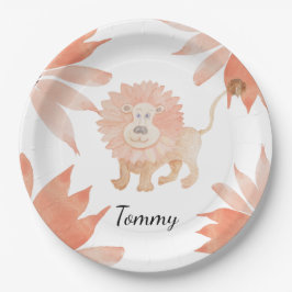 Baby Lion Waterverf met handbeschilderd Papieren Bordje