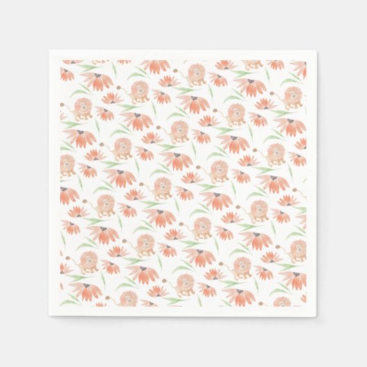 Baby Lion Waterverf met handbeschilderd Servet (Voorkant)