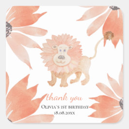Baby Lion Waterverf met handbeschilderd Vierkante Sticker
