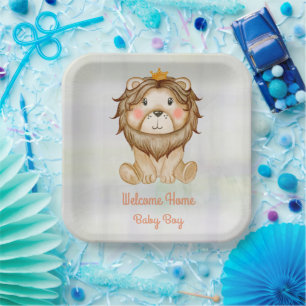 Baby Lion Welcome Baby Boy Paper Bord