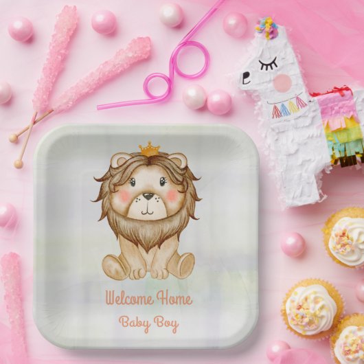 Baby Lion Welcome Baby Boy Paper Bord (Feest)