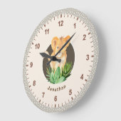 Baby Lion Wildlife Waterverf Neutraal Room Decor Grote Klok (Hoek)
