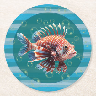Baby Lionfish Papieren Coasters Ronde Kartonnen Onderzetter